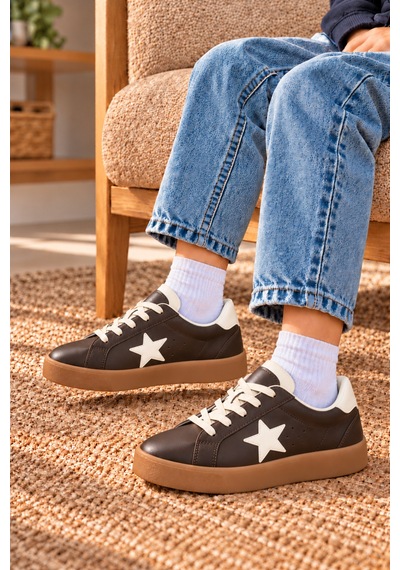 Çocuk Esnek Sneaker Kahverengi/beyaz
