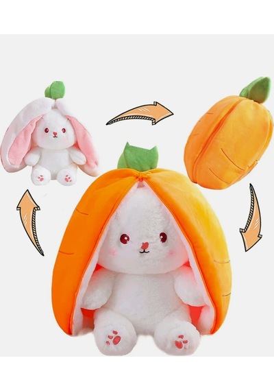 Fermuarlı Havuç Tavşan Peluş Oyuncak 20cm Tüylü Tavşan Hediyelik Yumoş Arkadaş Çok Renkli