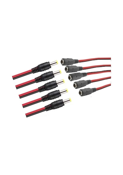 12 Dc Power Jak Jack- 2.1 MM 50 ADET Erkek + 50 Adet Dişi