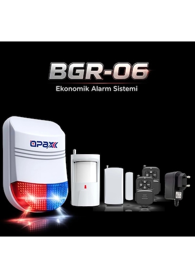 Bgr-06 Ekonomik Alarm Sistemi Siren+pır+manyetik Kontak+2 Adet Kumanda+adaptör