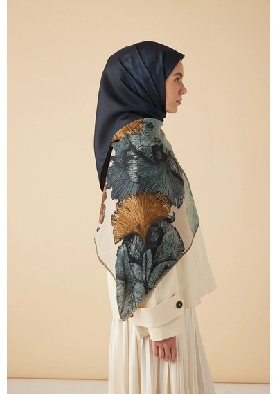 Maisa Ferya Mulberry İpek Eşarp 90 90 Cm - Laçivert 1320 Lacivert