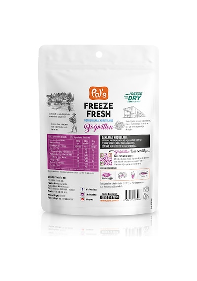 Pol's Freeze Fresh Böğürtlen 20 G X7 Adet Freeze Dry Dondurularak Kurutulmuş Meyve 20 G