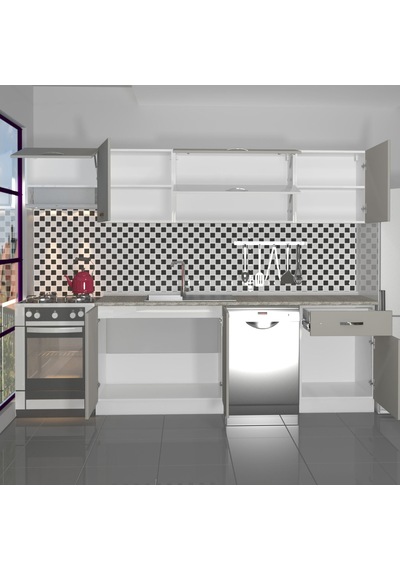 Decoraktiv Elite 280y Mdf Hazır Mutfak Dolabı - Tezgah Dahil - Kumtaşı Kum Beji