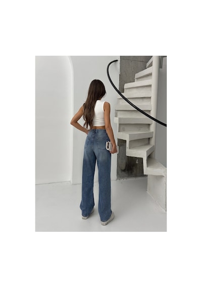 Bluemarlin Tint İşlemli Yüksek Bel Straight Denim Pantolon Tint İşlemli