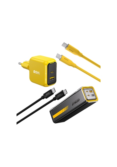Aohi Magcube 67w 2 Portlu Şarj Adaptörü, 27.600 Mah 240w Pd3.1 Powerbank, 140w 1m Pd 3.1 480mbps Süp