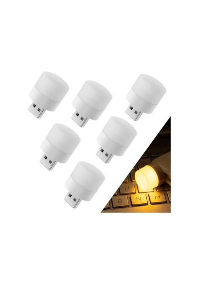Xspring Mini Usb Led Işık Lambası, 6 Adet Usb Fişli Led Gece Lambası, Yatak Odası, Koridor, Kamp, Okuma, Uyku İçin Rgb Taşınabilir Ortam Lambası Sıcak Işık