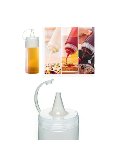 3 Lü Şeffaf Sos Şişesi Yağlık Sirkelik Sosluk 400ml Gri