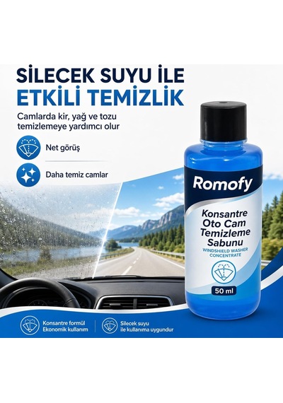 Konsantre Oto Cam Suyu Pratik Tek Kullanımlık Silecek Suyu 50ml