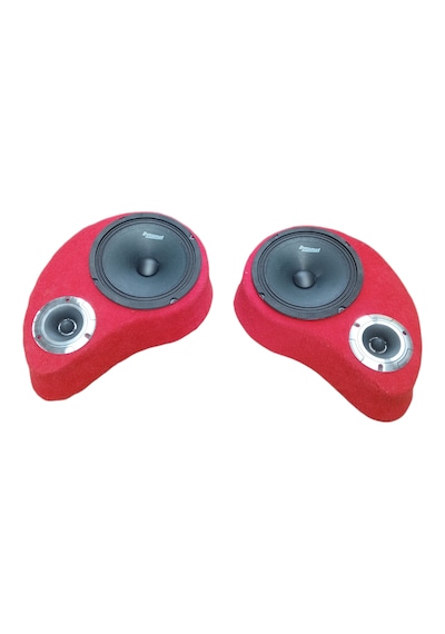 Lostgarage Polyesterli Boş Pandizot 16 Cm Hoparlör 10 Cm Tweeter Yuvalı Kırmızı Mdf 2 Adet Sağ Ve Sol