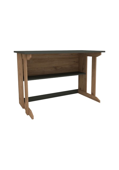 Enda Home Pillar Kütüphaneli Geniş Çalışma Masası 100x56 Cm Çam - Antrasit Çam - Gri