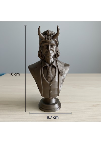 Loki Laufeyson Dekoratif Masaüstü Aksesuarı - İkonik Boynuzlu Kask Detaylı Büst 16x8 Cm