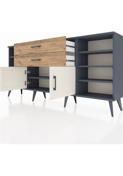 Arges Konsol 7 Raflı 2 Çekmeceli 2 Kapaklı 176x30x83 Antrasit-aytaşı/çam Aytaşı/çam Arges Konsol 7 Raflı 2 Çekmeceli 2 Kapaklı 176x30x83 Antrasit-aytaşı/çam Aytaşı/çam
