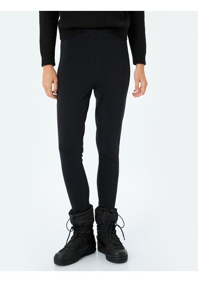Koton Slim Fit İçi Polarlı Fuzo Kayak Taytı Siyah 5wak80101ek Siyah SiYAH
