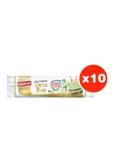 Koku Hapsetme Yasemin Büzgülü Orta Boy 15li Çöp Torbası X 10 Paket 55 60 Cm
