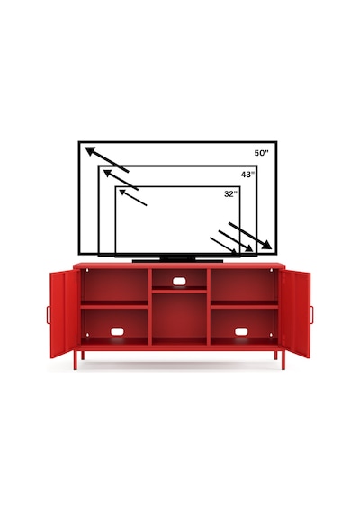Pera Tv Ünitesi, Tv Dolabı,2 Kapaklı, Açık Raflı 130,50 X 40 X 64,50 Cm Ral 3020 Kırmızı Pera Tv Ünitesi, Tv Dolabı,2 Kapaklı, Açık Raflı 130,50 X 40 X 64,50 Cm Ral 3020 Kırmızı