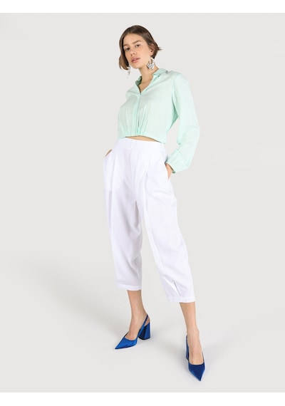 Colin's Regular Fit Geniş Paça Yüksek Bel Beyaz Kadın Pantolon CL1063926_Q1.V2_WHT