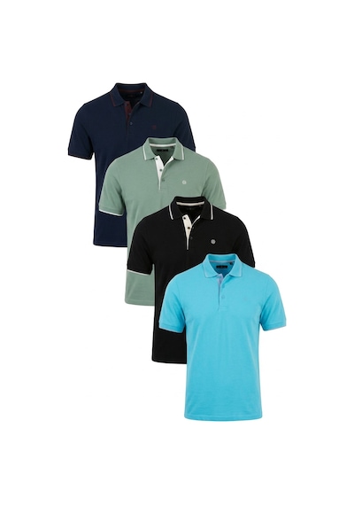 Buratti Pamuklu Slim Fit Şerit Detaylı Düğmeli Polo Yaka 4'Lü Paket Erkek T Shirt 5902118S4 A Mavi-S Beyaz-L Bordo-E Yeşili-Beyaz