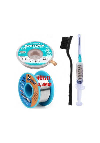 Flux Lehim Toplama,lehim Emme Teli 3,5mm Ve Lehim Teli Soldering Mechanic 40gr 0,3mm 4in1 Arada St02