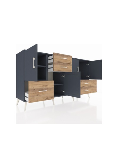 Kronos Konsol 4 Raflı 5 Çekmeceli 4 Kapaklı 176x59x99 Antrasit-an Antrasit-antrasit/çam Kronos Konsol 4 Raflı 5 Çekmeceli 4 Kapaklı 176x59x99 Antrasit-an Antrasit-antrasit/çam