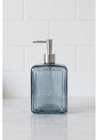 Makri Home Renkli Cam Sıvı Sabunluk, 500 Ml, Mavi Mavi