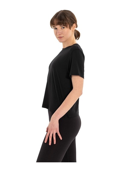 Inguz Modal Bisiklet Yaka Basic Yoga T-shirt SIYAH
