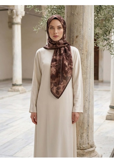 Camellia Scarfs Frosted Bloom Müslin Şal Acı Kahve - Derin Ve Doğal Stil