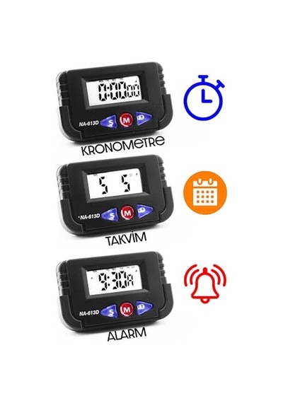Tr 2 Adet Pomodoro Öğrenci Saati Kronometreli Alarmlı Takvimli Dijital Ders Çalışma Saati Masa Oto Saat Diğer