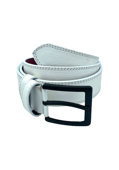 Süzer Deri Suni Deri Çift Dikişli Damar Desenli Model 4 Cm.lik Spor Kemer - 9016-11 001 - Beyaz