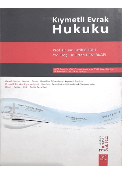 Kıymetli Evrak Hukuku - Fatih Bilgili 1. Baskı