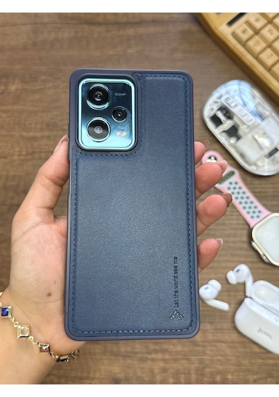 Samsung Galaxy Note 20 Ultra Uyumlu Premium Deri Dokulu Darbelere Dayanıklı Nazal Silikon Kılıf Lacivert