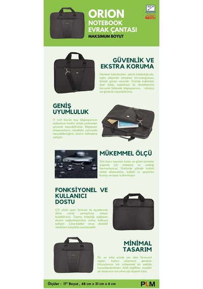 Plm Orion 17 İnç Laptop Çantası Siyah