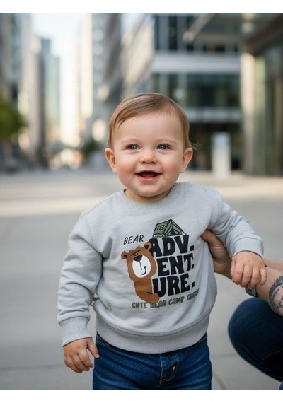 Zekids Erkek Bebek Ayıcık Desenli İnce Uzun Kollu T-shirt-16346 Mint