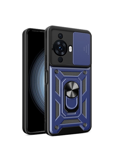 Zore Huawei Nova 12s Uyumlu Kılıf Magnetik Standlı Kamera Korumalı Nvth Sürgülü Vega Kapak-lacivert