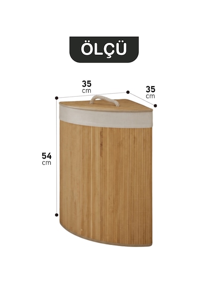 Bambu Üçgen Köşe Kirli Çamaşır Sepeti Katlanabilir Bambu Kirli Çamaşır Oyuncak Çok Amaçlı Sepet Açık Kahverengi