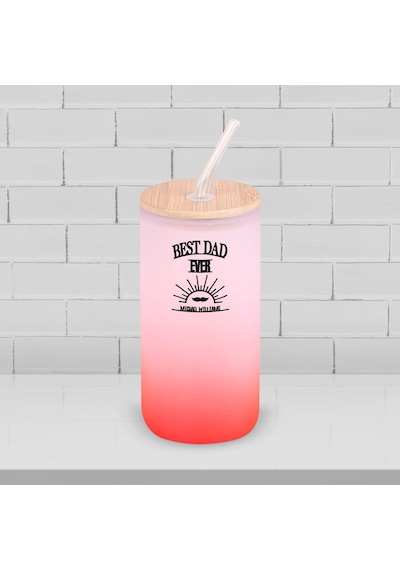 Bk Gift İsimli Dad Tasarımlı Kırmızı Renk Pipetli Buzlu Cam Bardak 600ml - 7, Babaya Hediye, Doğum Günü Hediyesi Kobitmeyen137850 Bk Gift