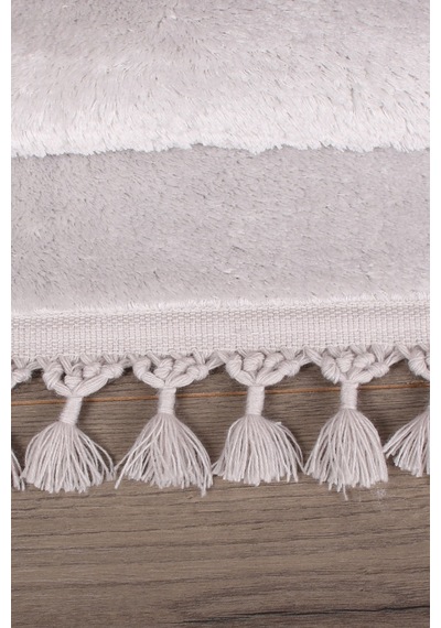 Relax Gri 60x100 + 50x60 Cm 2'li Köşeli Ponpon Saçaklı Banyo Halı Antrasit