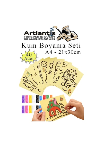 Kum Boyama Seti 40 Adet 20x30 Cm A4 Boyutunda Büyük Boy Kaliteli Kum Boyama Çalışması Tuz Boyama Etkinlik