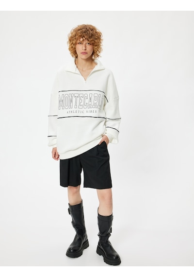 Koton Oversize Sweatshirt Yarım Fermuarlı Kolej Baskılı Şardonlu Ekru 5wal10035ık Ekru Koton Oversize Sweatshirt Yarım Fermuarlı Kolej Baskılı Şardonlu Ekru 5wal10035ık Ekru