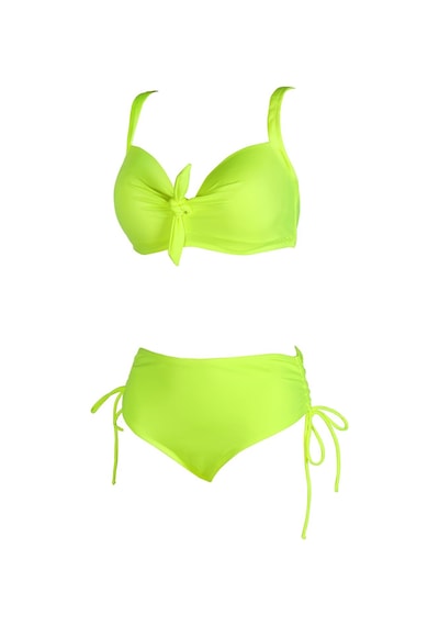 Endeep Kadın Fiyonk Detaylı Sarı Büyük Beden Bikini Takımı Çok Renkli