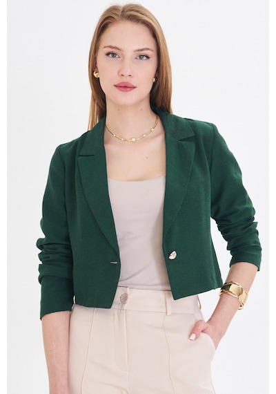 Armonika Kadın Zümrüt Tek Düğmeli Crop Ceket Arm-23y001064