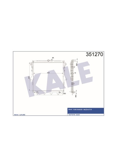 KALE OTO Radyatör 351270 Su Radyatörü Ranger 2.2TDCI 3.2TDCI 11- Mazda B2200