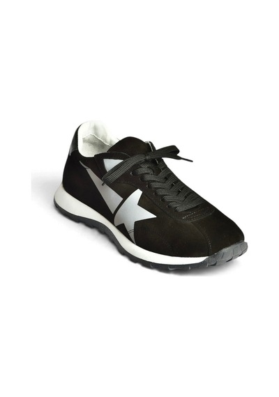 Fox Shoes Z312516661 Siyah Hakiki Deri Süet Kadın Spor Ayakkabı Sneakers