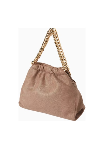 Stella Mccartney Mini Falabella Bej Renkli, Shaggy Deer Vegan Deri, Çekme Ipli Omuz Çantası