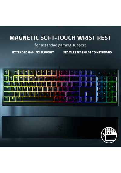 Ornata V3 - Düşük Profilli Oyun Klavyesi Hibrit Mecha-membran Anahtar, Uv Kaplamalı Tuş Başlıkları, Manyetik Yumuşak Dokunuşlu Bilek Dayanağı, Rgb Chroma Abd Düzeni Siyah