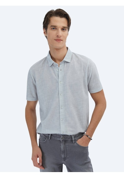 Kip Gri Desenli Regular Fit Casual Gömlek Gri