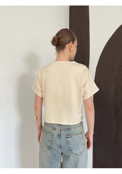Verymoda Çiçek Detaylı Tişört D2910 Ham