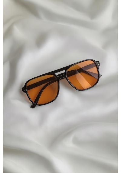 Yeni Sezon Turuncu Camlı Unisex Güneş Gözlüğü Siyah