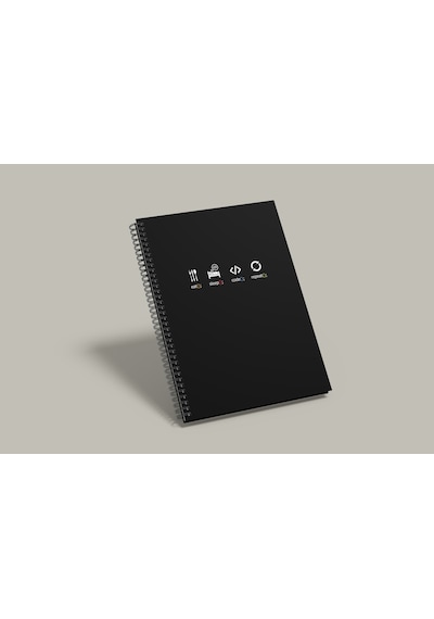 Notebook for Developers - Eat Sleep Code Repeat - Siyah - Kısmi Lak'lı Sert Mukavva Kapak - 100 Yaprak - Kareli - Spiralli Defter