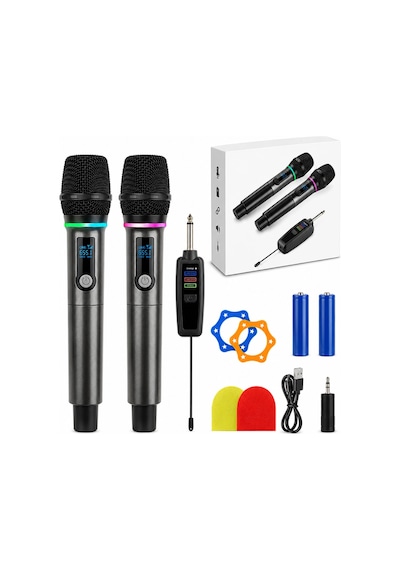 Jrl Wn-08 Çift El Tipi Kablosuz Uhf Mikrofon Seti - Şarj Edilebilir Karaoke Ve Sahne Mikrofonu