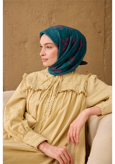 Silk Home Soft Eşarp 73099-16 Yeşil, Petrol Mavi, Fuşya